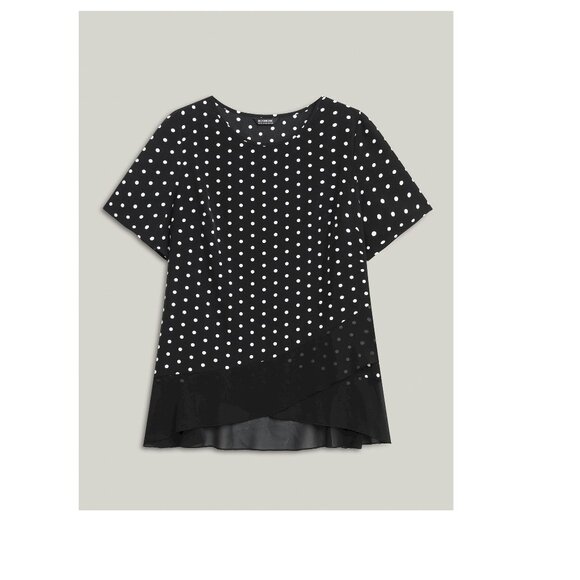 BloomChic Black White Polka Dot Short Sleeve Top Size 22-24 NWT - Picture 3 of 6